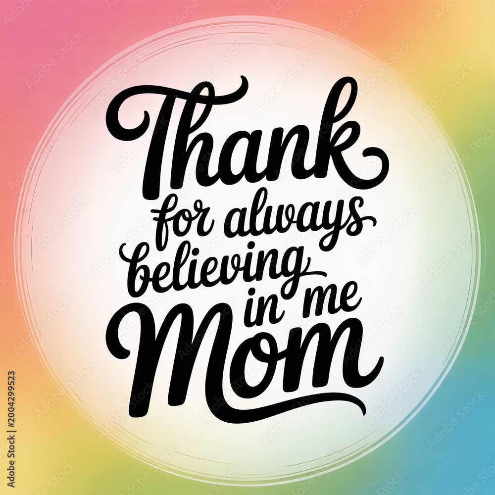 Fototapeta premium A heartfelt thank you message to mom for her belief