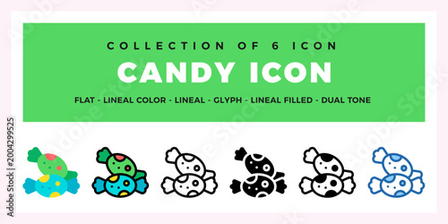 Candy Icon Collection. 6 Delicious and Colorful Candy Designs
