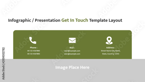 Contact information presentation template for getting in touch with phone mail address