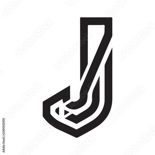 Stylized geometric letter J logo icon. Representing modern branding, corporate identity, and minimalist design for creative professional projects