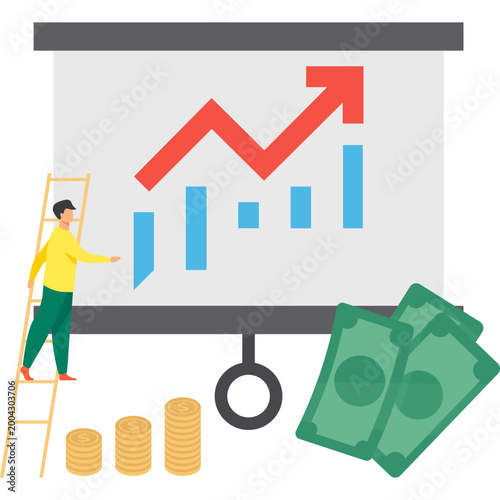 Man Working on Financial Management Budget Planning Business Finance Illustration