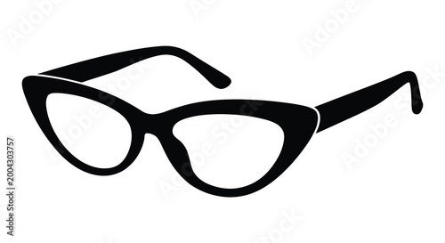 Cat eye sunglasses silhouette on a white background