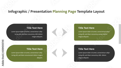 Presentation template displaying a planning process with four distinct information blocks