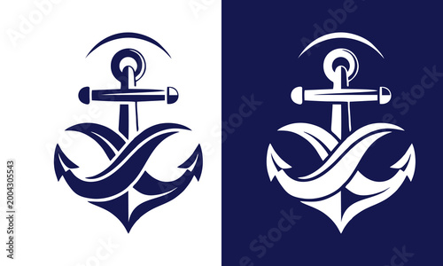 Nautical Anchor Emblem Vector Illustration, Maritime Symbol of Security and Adventure