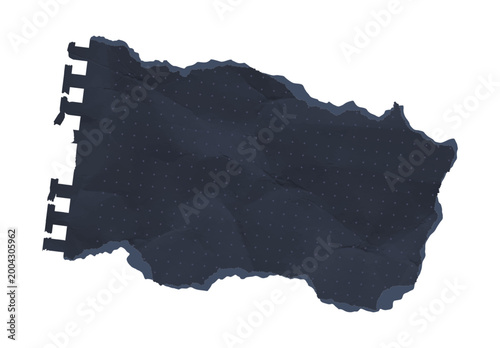 Crumpled paper sheet realistic crumple grunge texture dot grid pattern. Wrinkled page piece torn ripped edges black torn paper damaged holes isolated side. Vector reminder blank note notebook leaf.