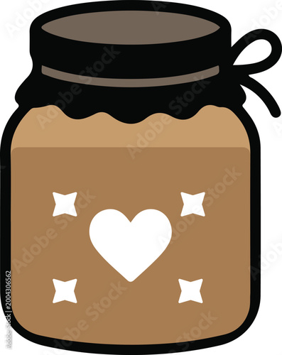 Cute Homemade Sweet Treat Jar with Heart Vector Icon