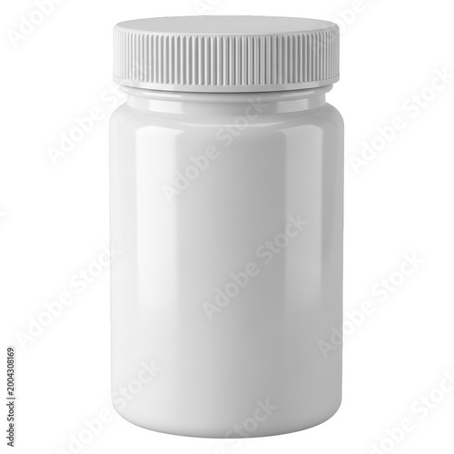 Empty white plastic bottle with a screw-on cap
