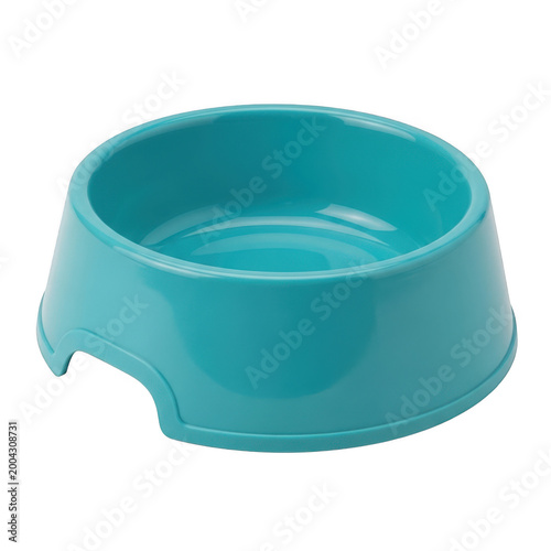 Bright blue plastic pet bowl with shallow design