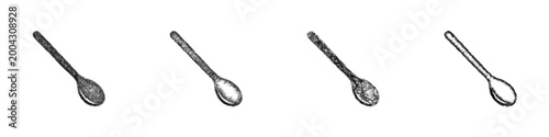 Sketch mixing spoon icon design set