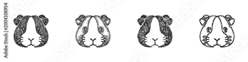 Sketch guinea pig face icon design set