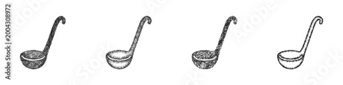 Sketch ladle spoon icon design set