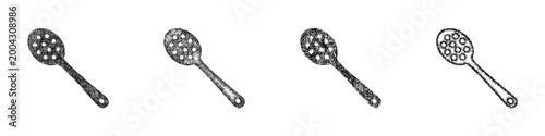Sketch slotted spoon icon design set