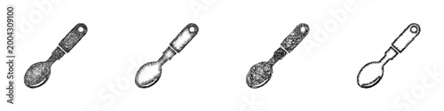 Sketch camping spoon icon design set