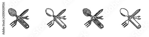 Sketch multi tool spoon icon design set