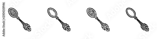 Sketch antique spoon icon design set