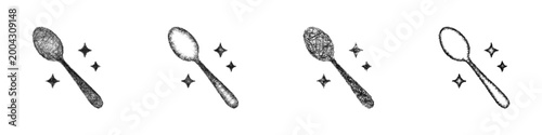 Sketch clean spoon icon design set