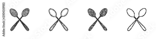 Sketch crossed spoons icon design set
