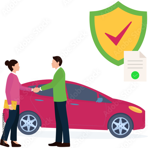 Car Insurance Agent Providing Auto Insurance Policy Customer Service Illustration