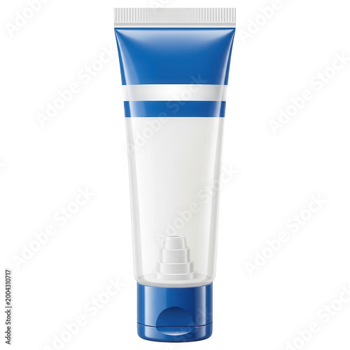 Blue and white tube of skin care lotion