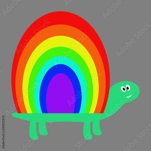 Cute turtle with rainbow shell isolated element for Pride Month celebration