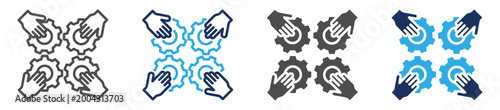 teamwork icon set multi concept