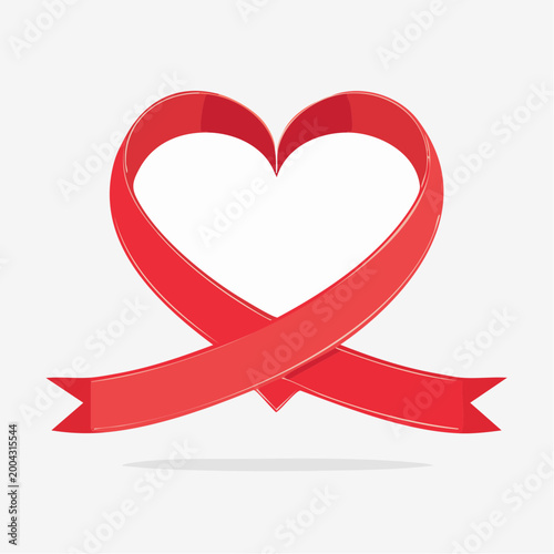 Red Ribbon Shaped Like a Heart