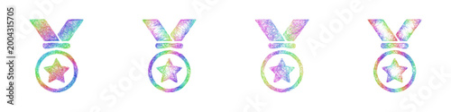 Multicolor sketch medal icon design set