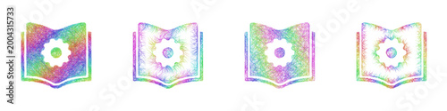 Rainbow sketch rule book icon design set