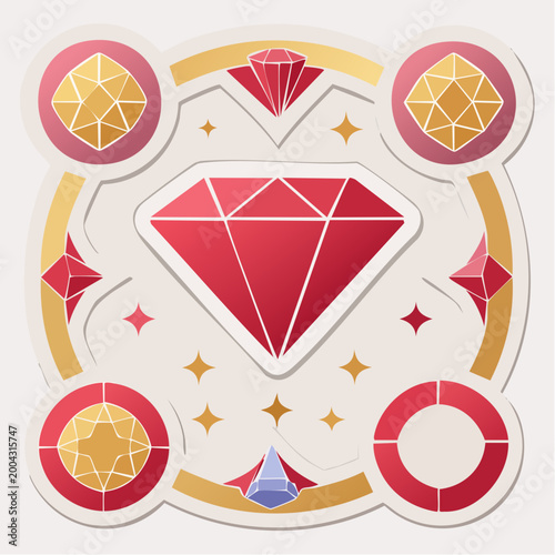 Collection of Stylized Gemstones and Diamonds