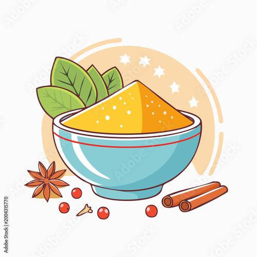 Bowl of Turmeric Powder with Spices