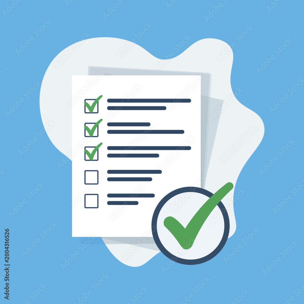 Fototapeta premium Checklist Verification Vector Illustration, Task Management Checklist, Quality Control Approval, Audit Checklist, Business Process Validation Concept