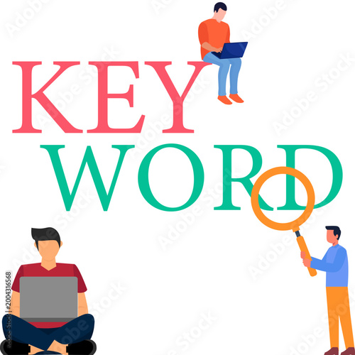 Employee Working on Keyword Research SEO Strategy Digital Marketing Analysis Illustration
