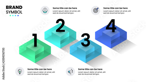 Infographic template. 4 glass squares with numbers
