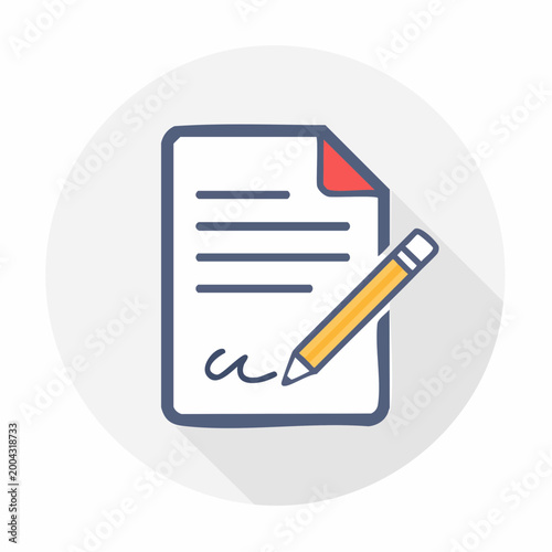 Document with Pencil and Signature Icon