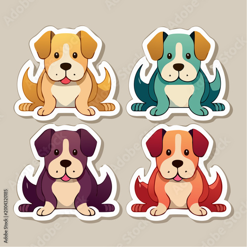 Cute Cartoon Dogs Sticker Set