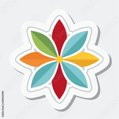 Colorful Geometric Flower Sticker
