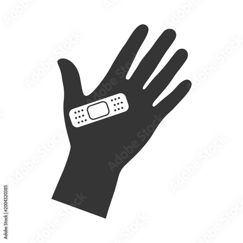 絆創膏を貼った手のシルエットアイコン