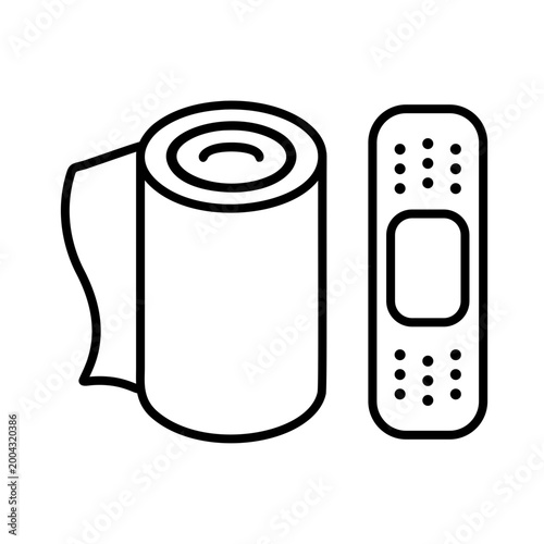 包帯と絆創膏のラインアイコン
