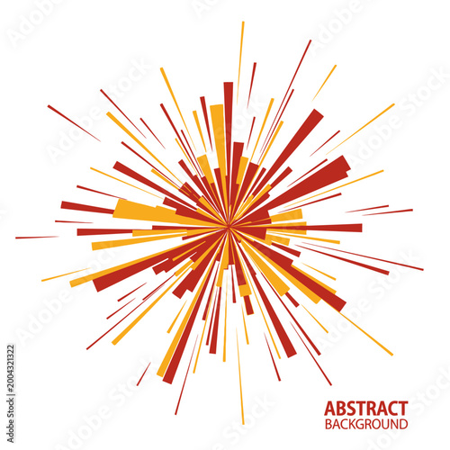 Vibrant abstract vector graphic explosion of colorful red and yellow lines radiating outward in dynamic motion.