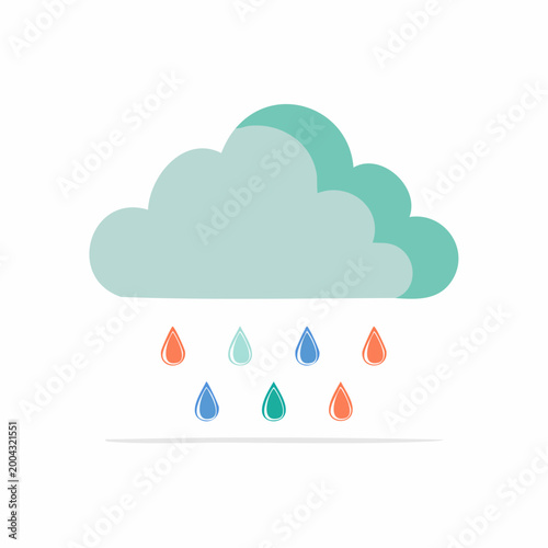 Stylized Cloud with Colorful Raindrops