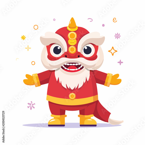 Cute Cartoon Lion Dance Character