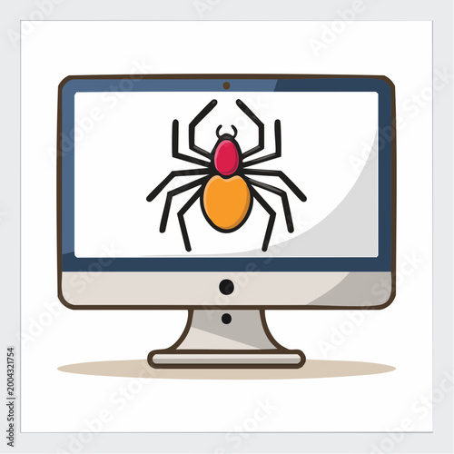 Computer Screen Displaying a Spider Icon