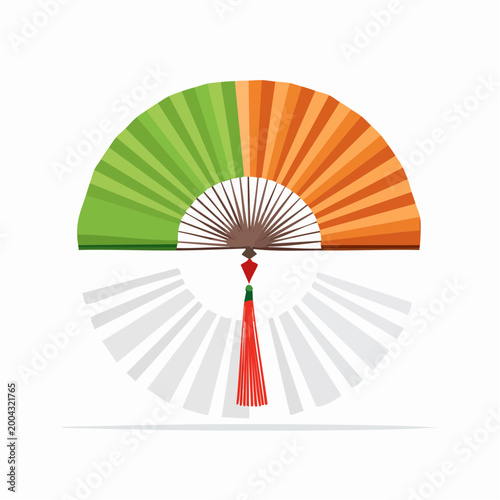 Colorful Folding Fan with Tassel