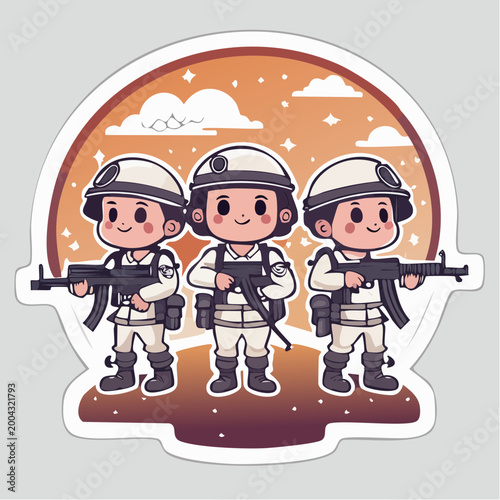 Chibi Soldiers with Rifles