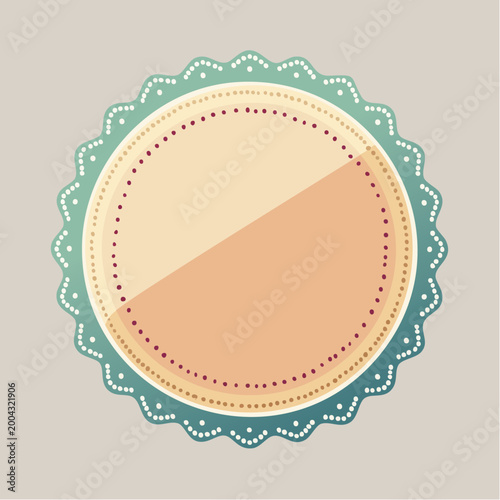 Vintage Decorative Circle Label with Scalloped Edge