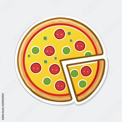 Stylized Pizza Slice with Pepperoni and Green Peppers
