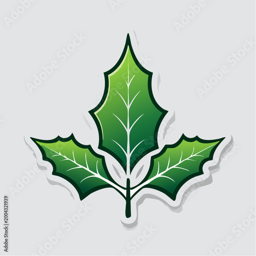 Stylized Green Holly Leaf Icon