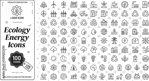 Ecology and energy icons set for sustainable concepts and eco friendly designs