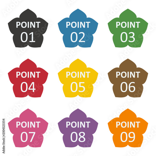 日本風イラスト素材：ポイント,重要,チェック,注目,注意,数字	
