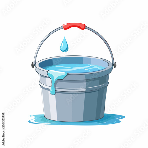 Leaking Bucket with Water Droplets